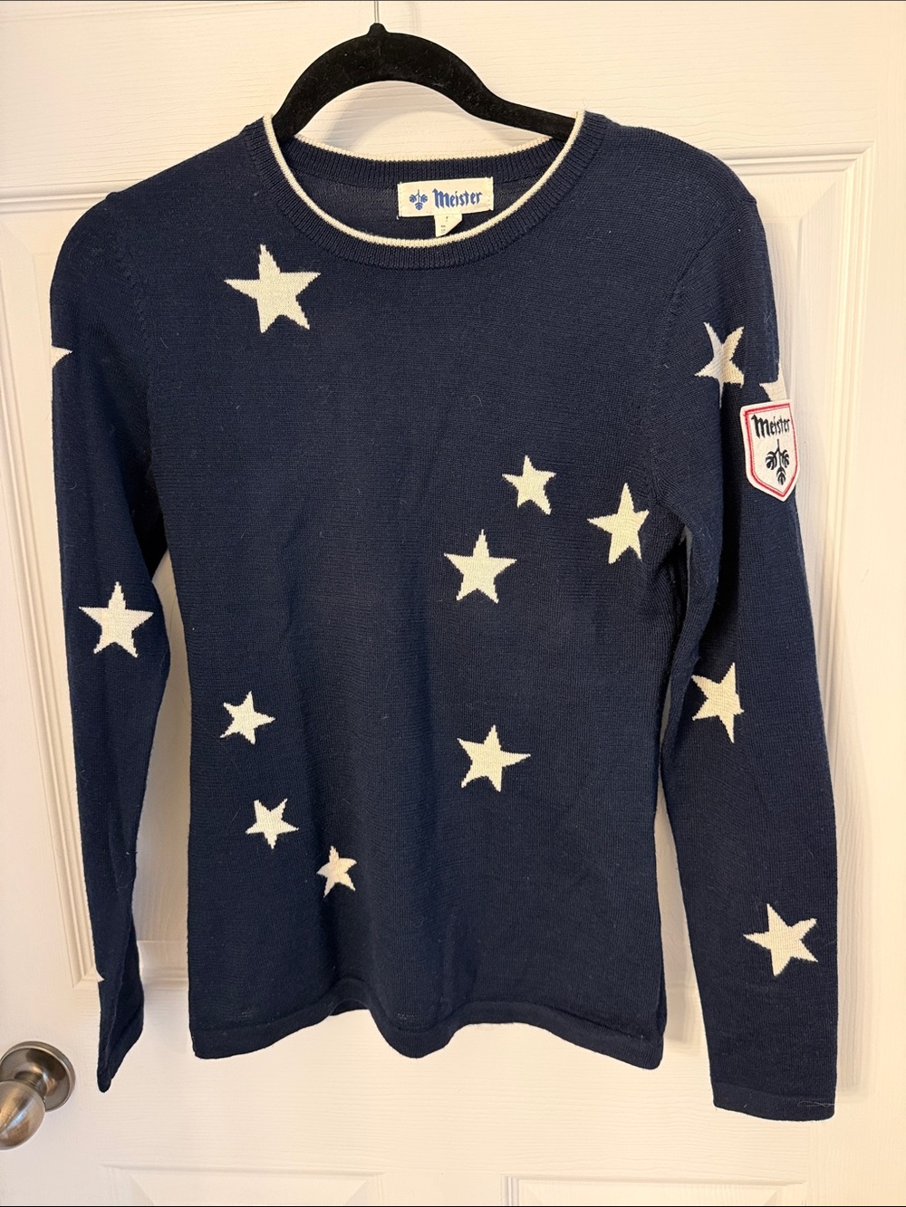 Vintage Meister 100% Navy with Stars Sweater Size Small